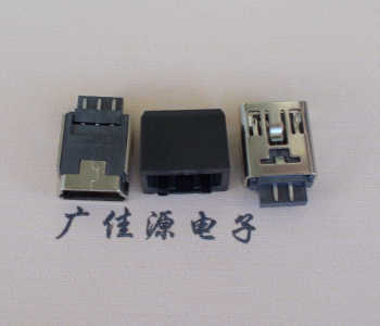 泰州MINI USB 5Pin接口 带护套焊线母座 B型180度铜壳