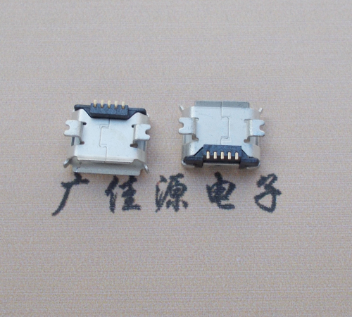 泰州Micro USB 5PIN接口,B型垫高0.9mm鱼叉脚贴片雾锡卷边